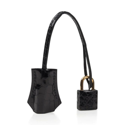 Birkin 25 Bag Black Crocodile Lisse Gold Hardware