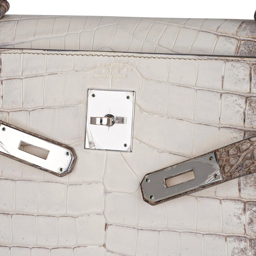 Limited Edition Kelly 32 Bag in Himalaya Crocodile with Palladium Hardware