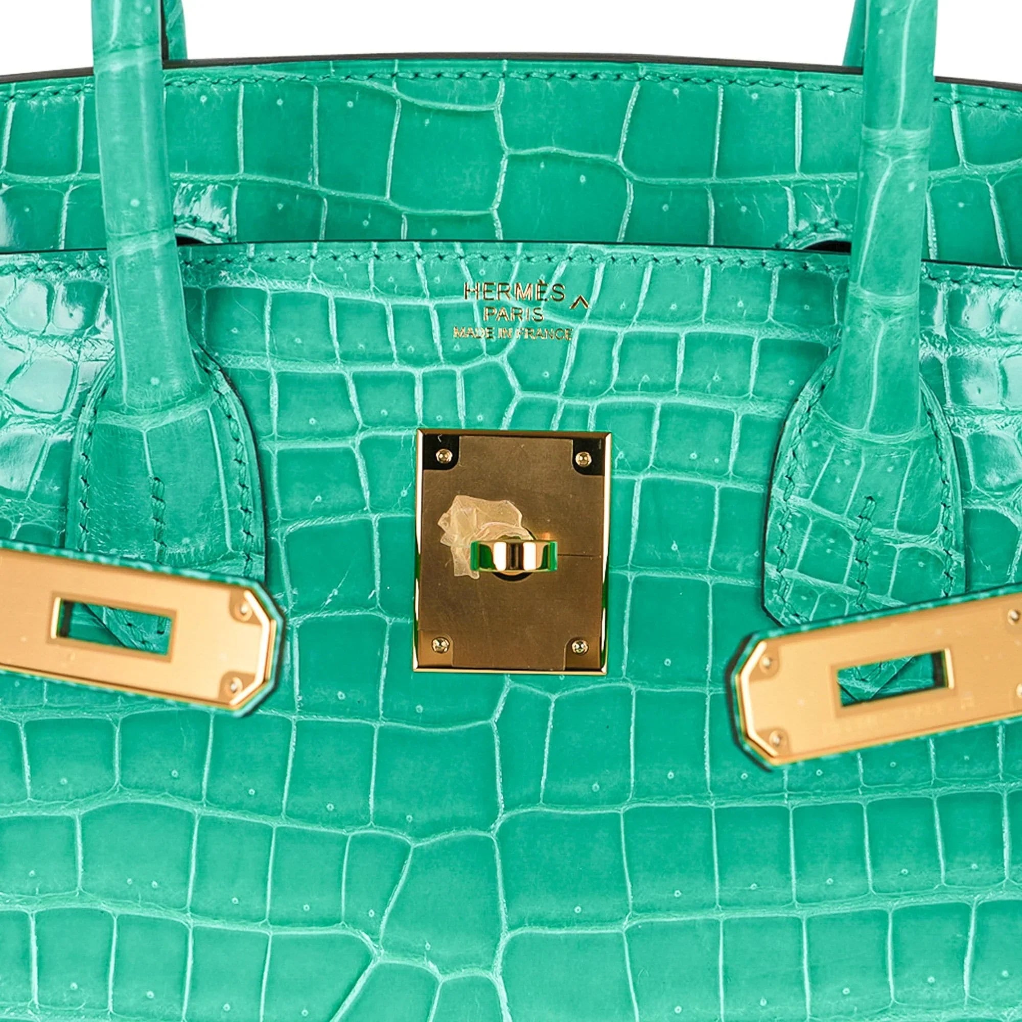 Birkin 30 Bag Jade Porosus Crocodile Gold Hardware
