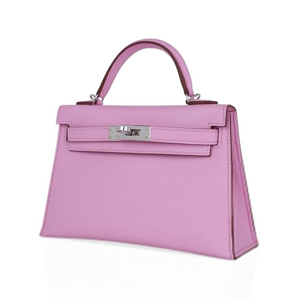 Mini Kelly 20 Bag Sellier Mauve Sylvestre Epsom with Palladium Hardware