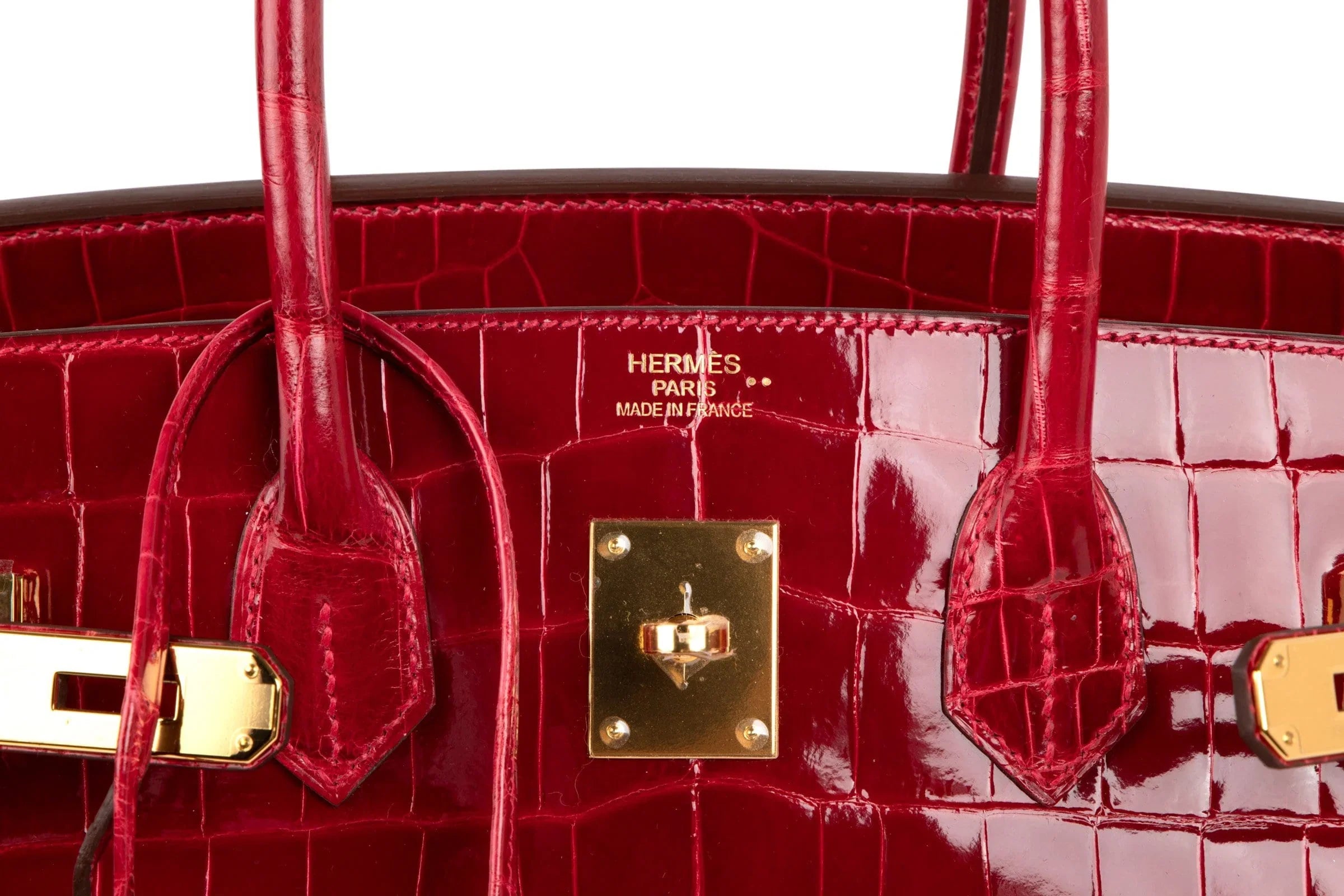 Birkin 35 Braise Lipstick Red Crocodile Gold Hardware