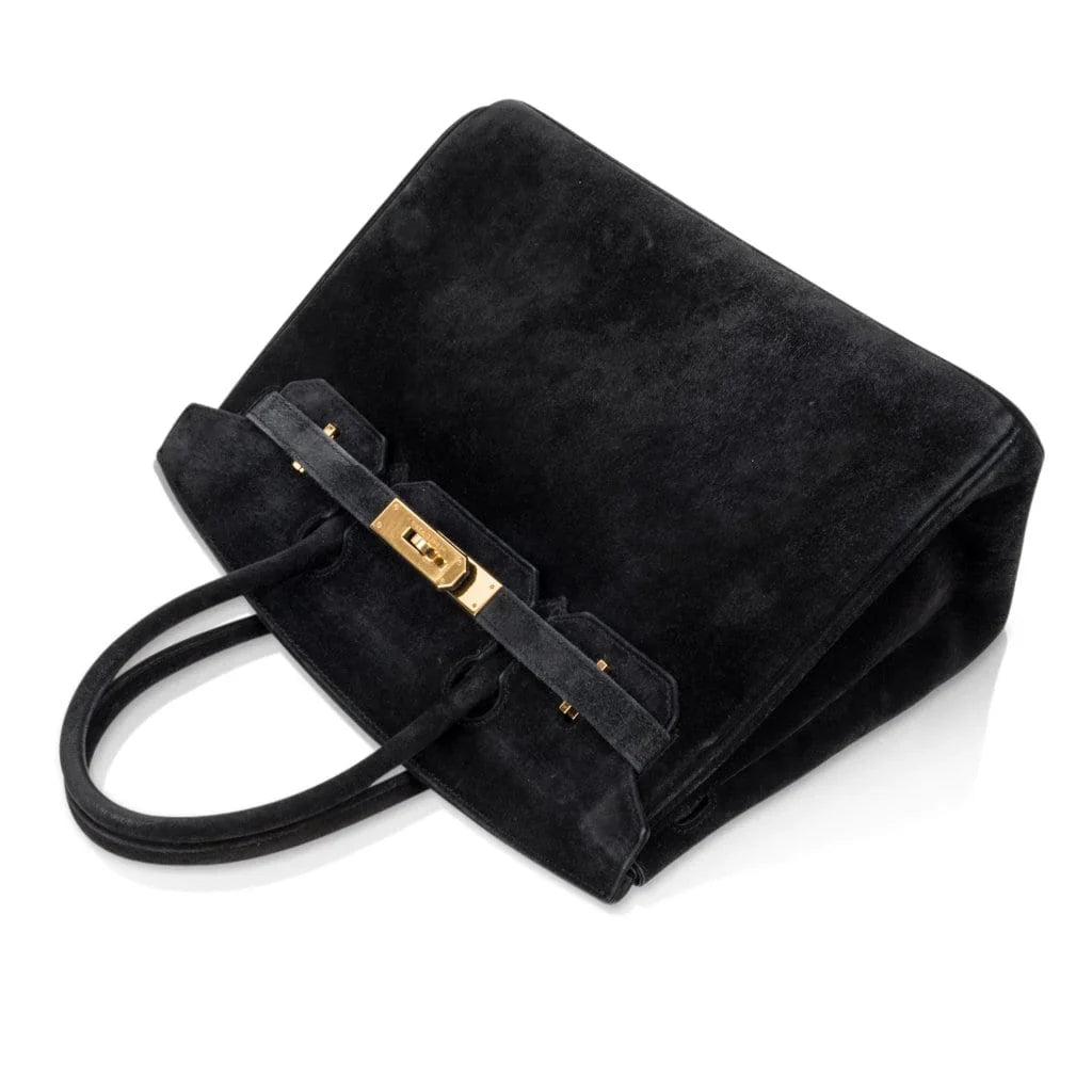 Birkin 30 Bag Doblis (Suede) Black Gold Hardware