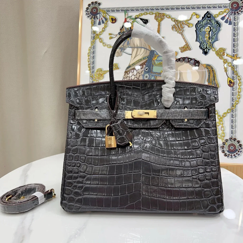 Birkin Black Matte Niloticus Crocodile Gold Hardware