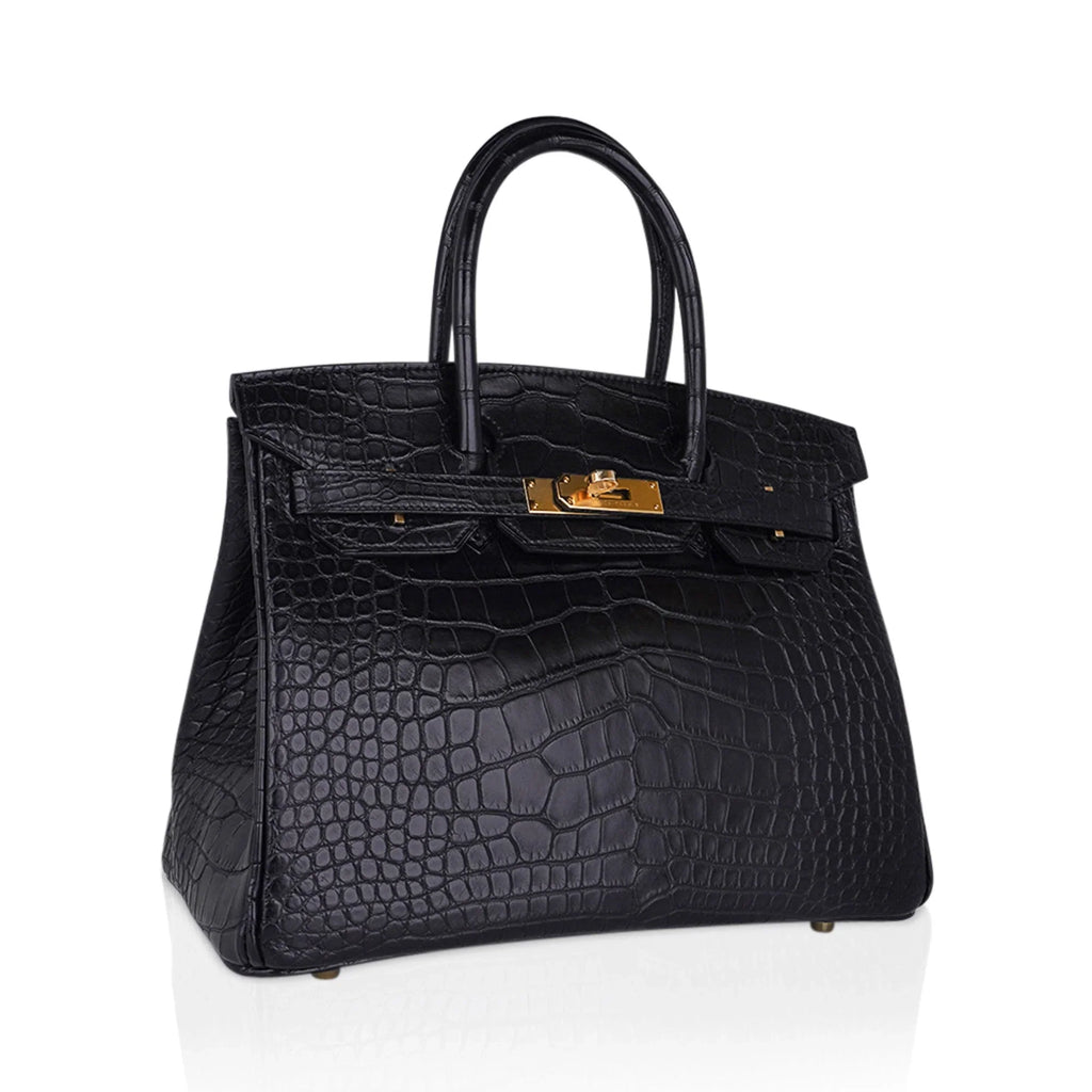Birkin 30 Matte Alligator Black Bag Gold Hardware