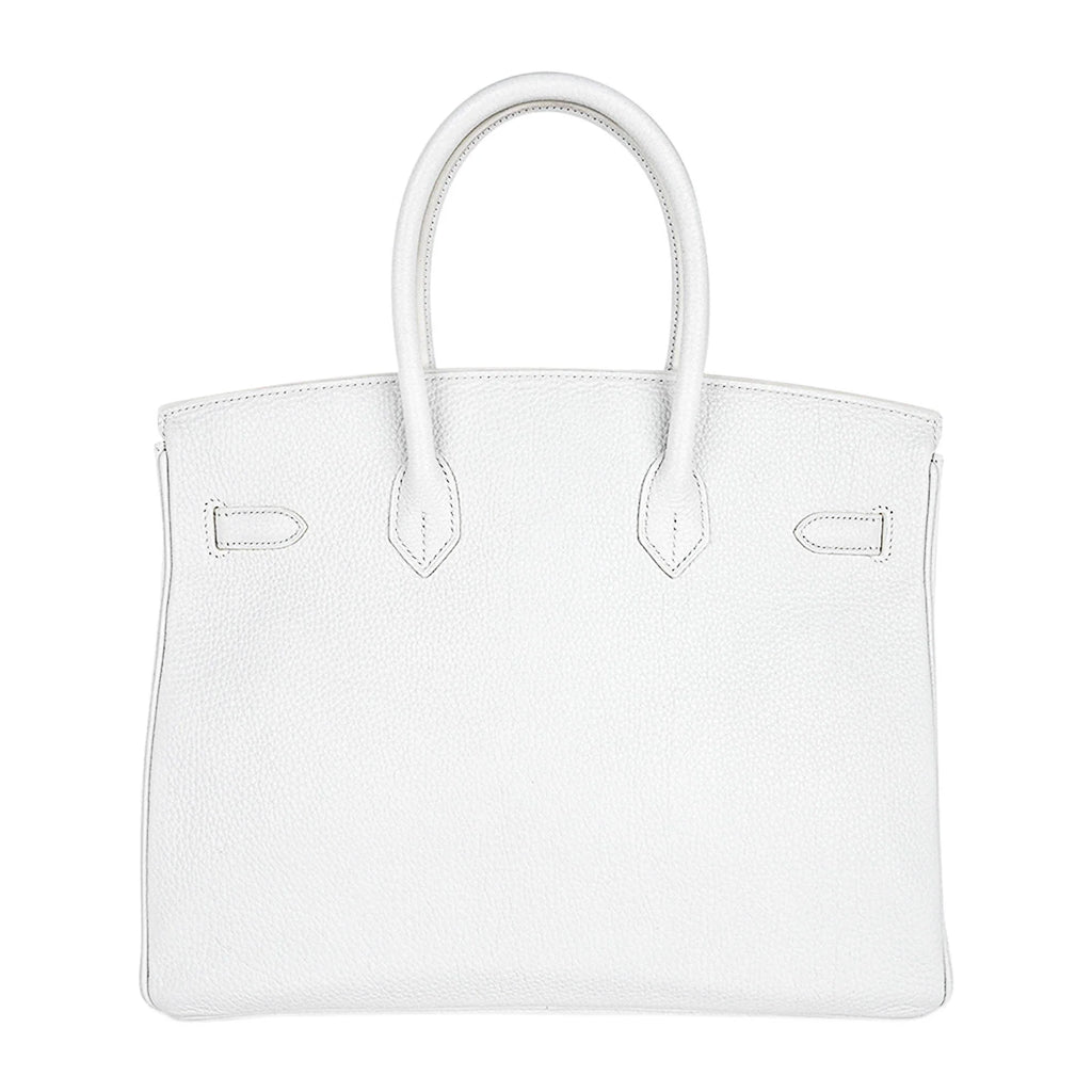 Birkin 35 Bag White Clemence Leather with Palladium Hardware