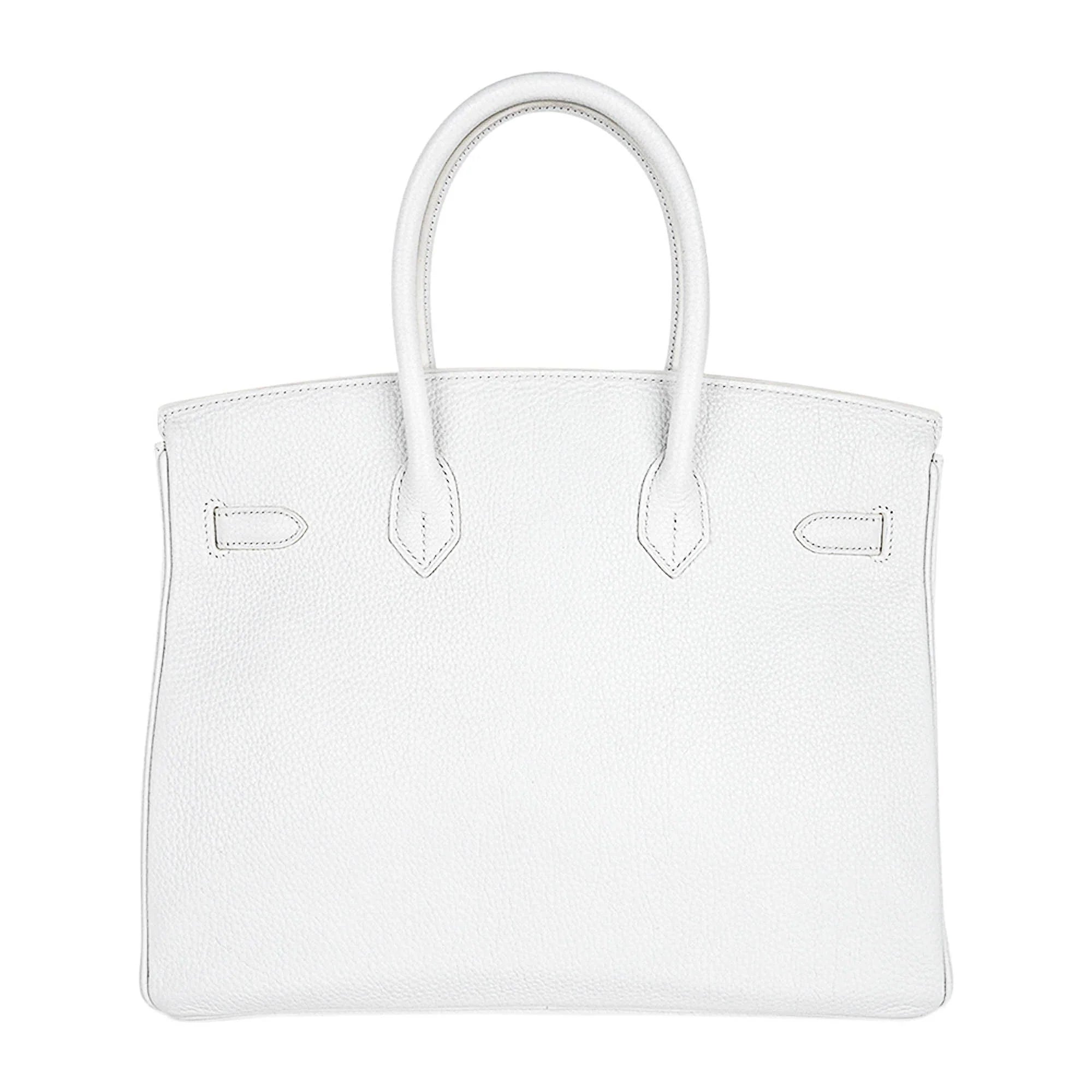 Birkin 35 Bag White Clemence Leather with Palladium Hardware