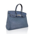 Birkin Vintage 35 Bag Blue Roi Ostrich Palladium Hardware