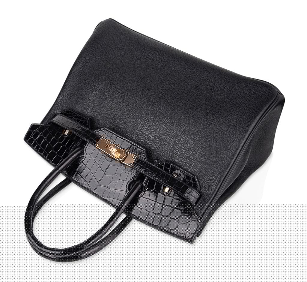 Birkin 30 Touch Bag Black Crocodile / Black Leather Rose Gold Hardware