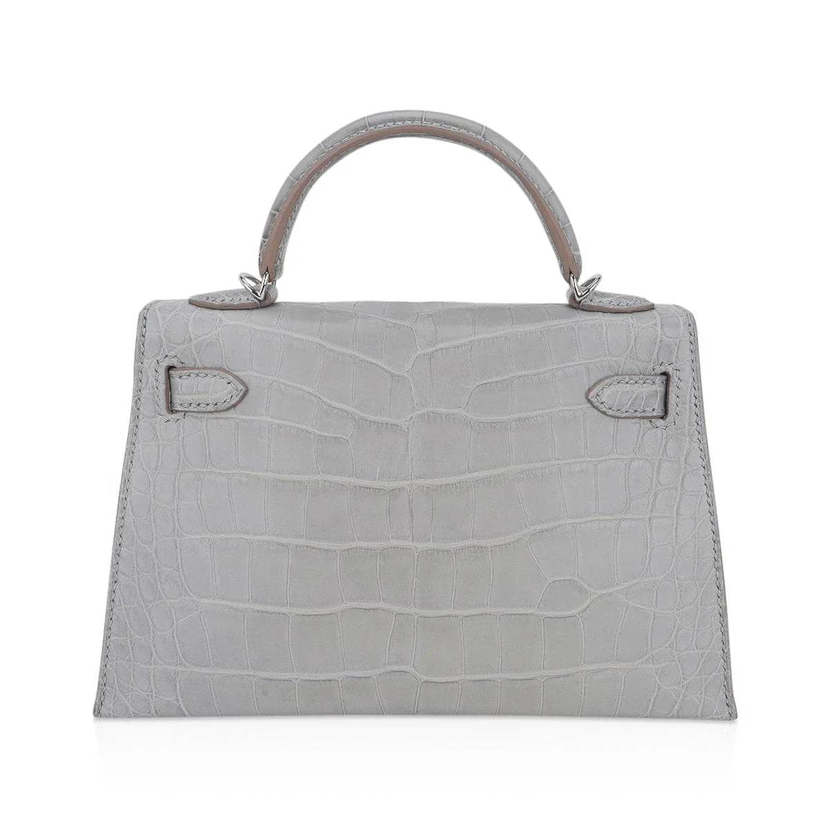 Limited Edition Mini Kelly 20 Sellier Matte Gris Perle Alligator Bag Palladium Hardware