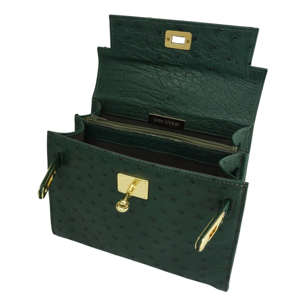 Kelly Cyprus green Cowhide Ostrich Grain Texture gold Hardware