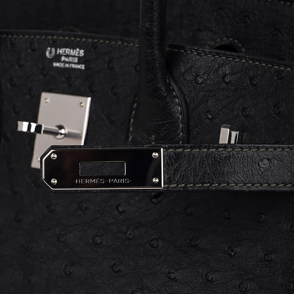 Birkin HSS 30 Bag Black (Noir ) Ostrich Palladium Hardware