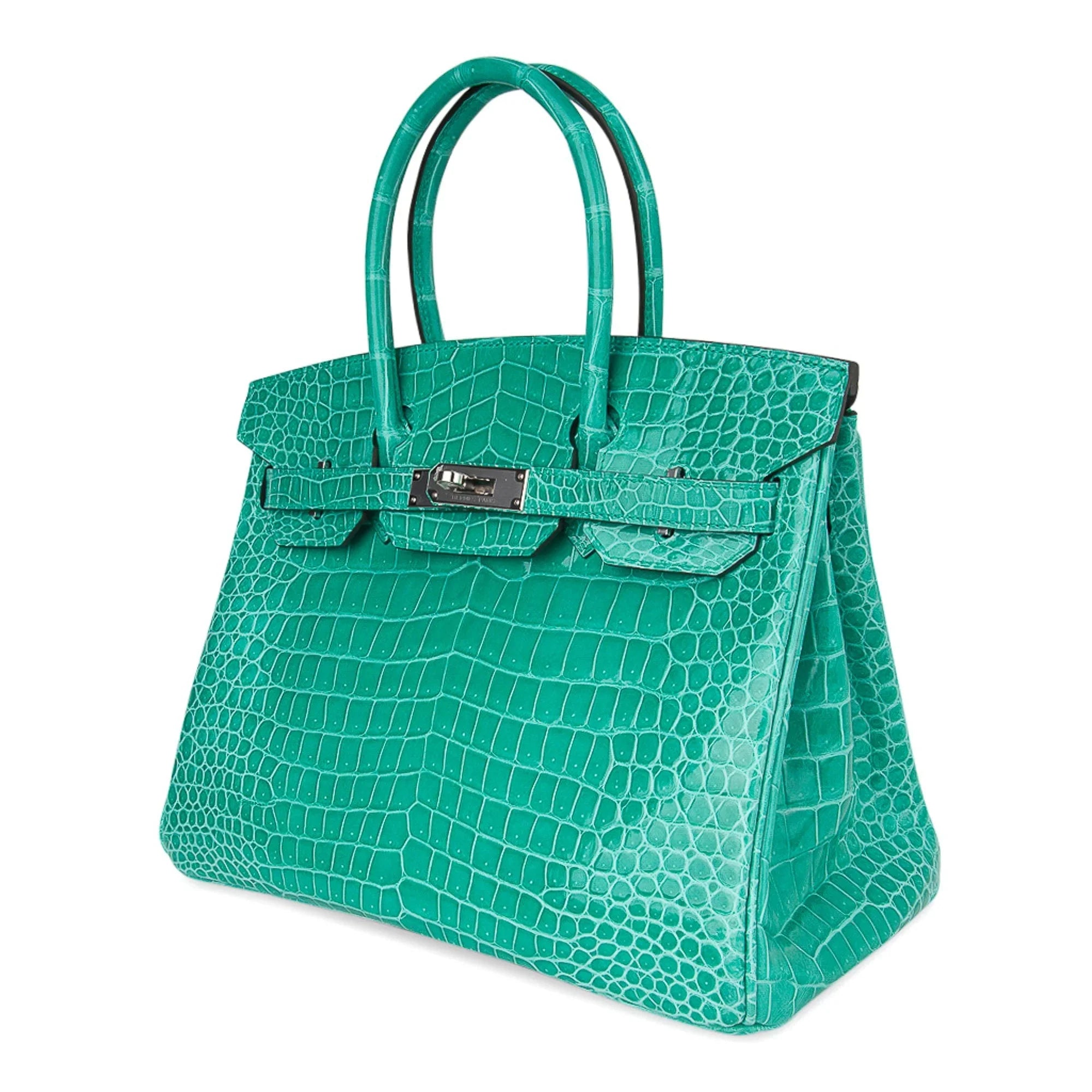 Limited Edition Birkin 30 Bag Vert Jade Porosus Crocodile with Palladium Hardware
