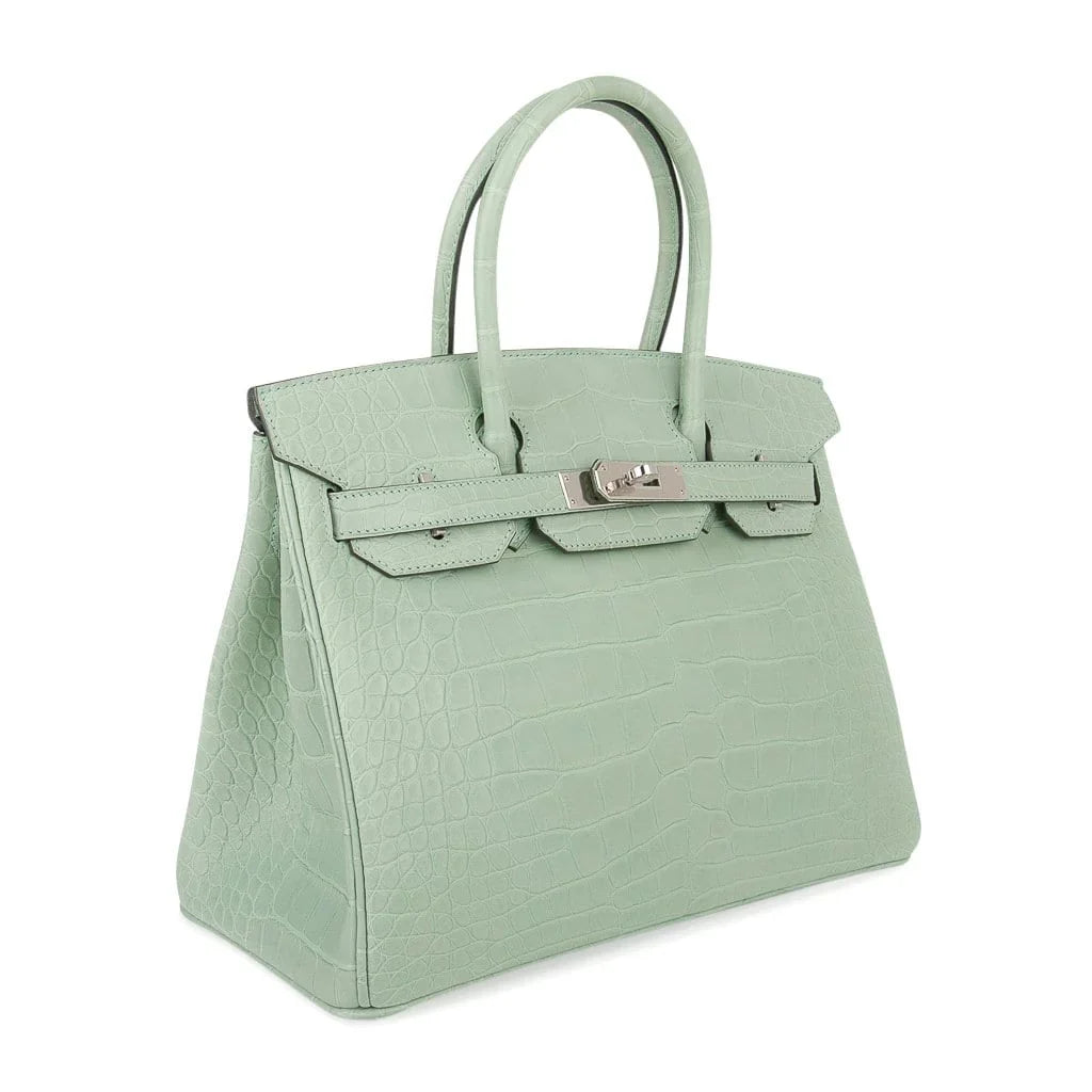 Birkin 30 Bag Vert D’eau Matte Alligator Palladium Hardware