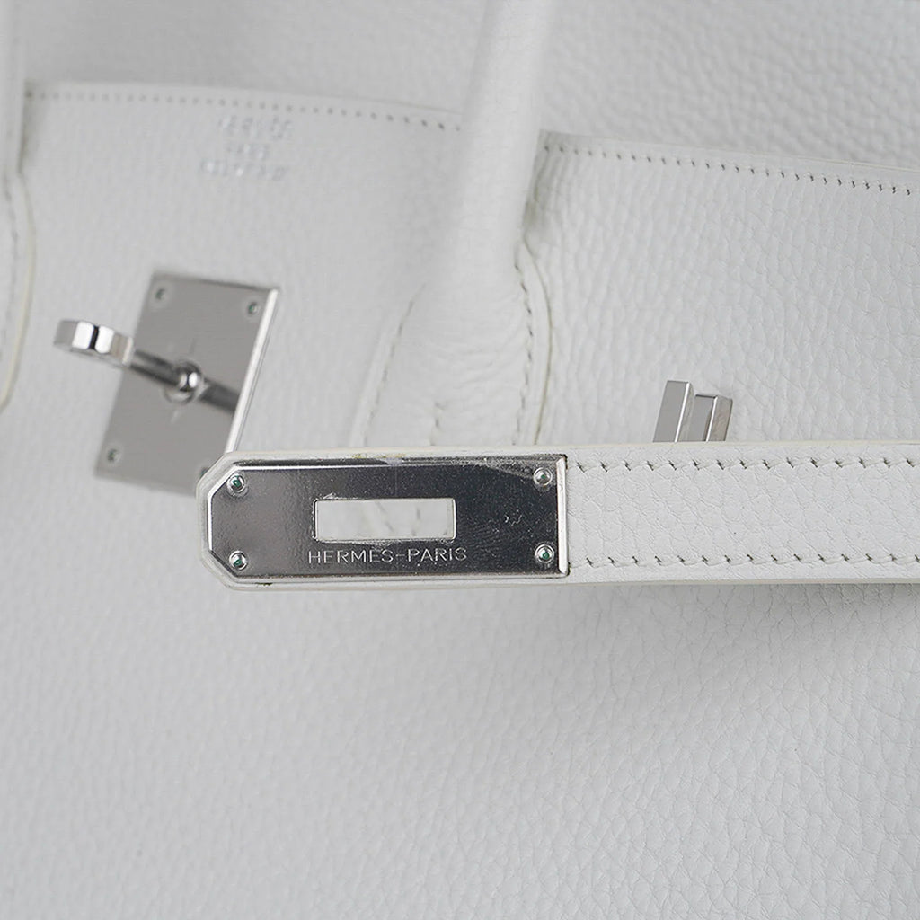 Birkin 35 Bag White Clemence Leather with Palladium Hardware