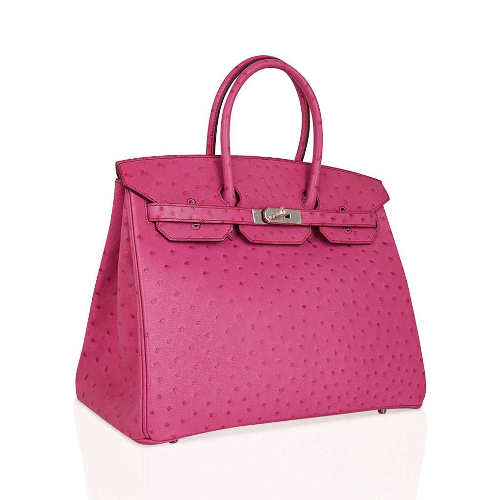 Birkin 35 Bag Fuchsia Ostrich Palladium Hardware