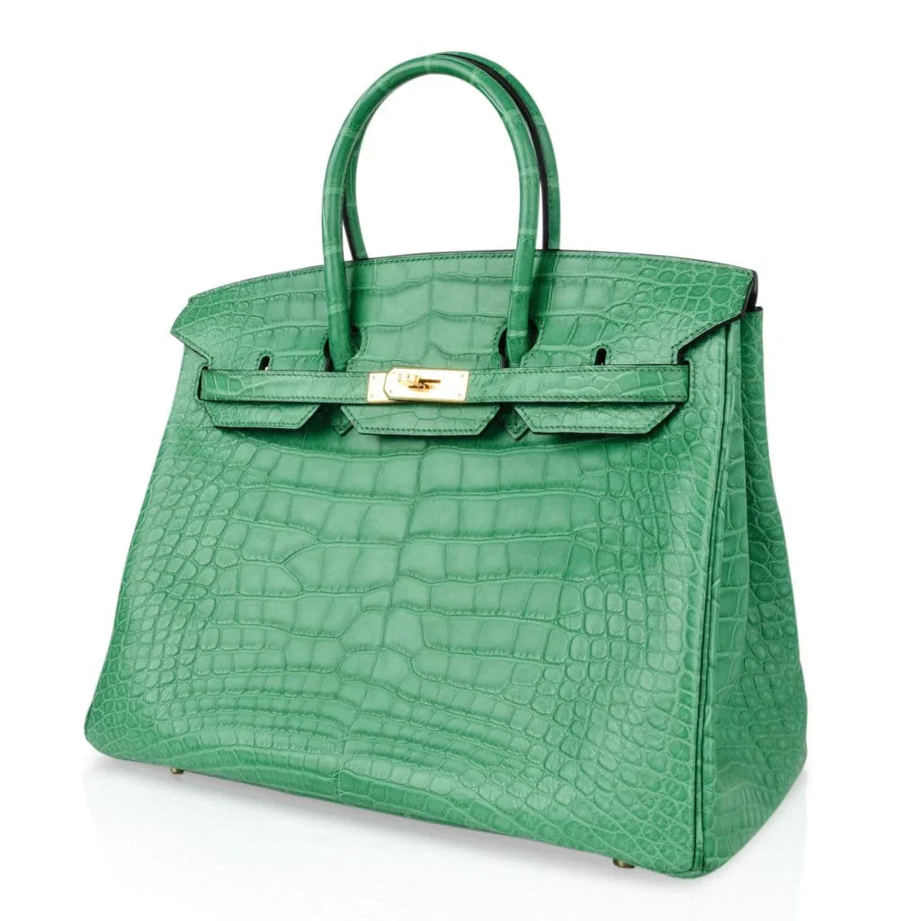 Birkin 35 Bag Matte Alligator Cactus Gold Hardware