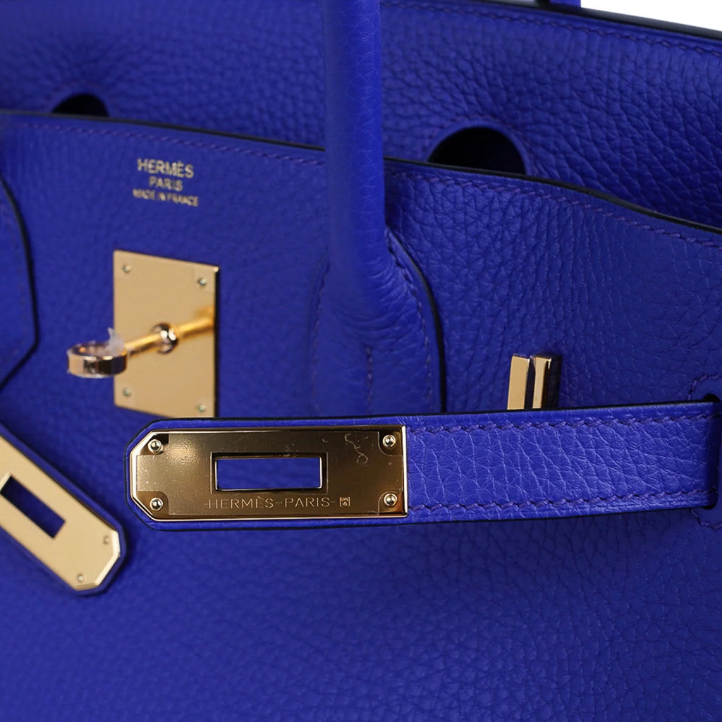 Birkin 30 Bag Blue Electric Clemence Gold Hardware