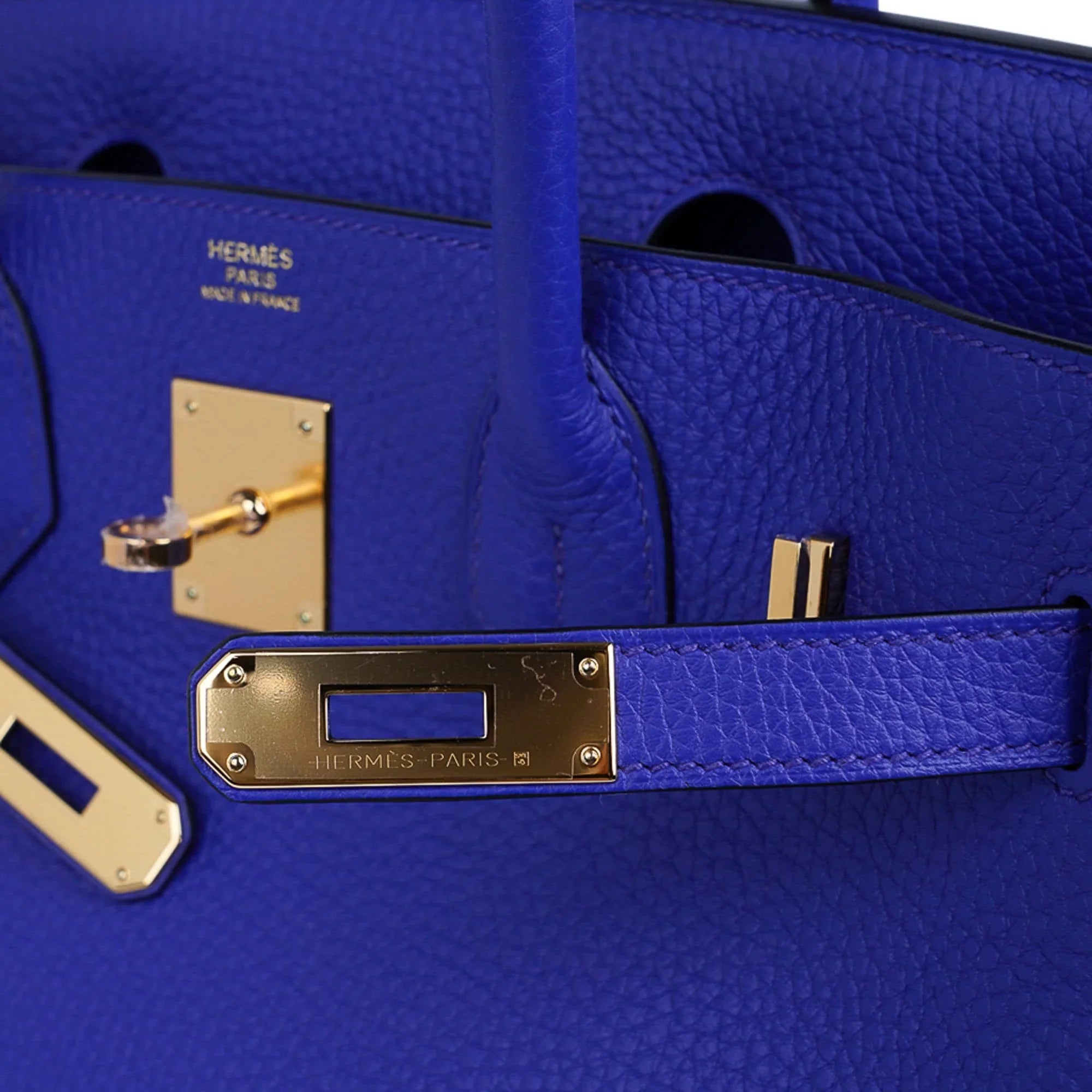 Birkin 30 Bag Blue Electric Clemence Gold Hardware