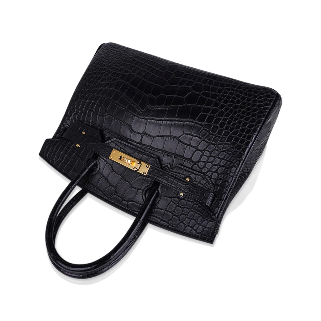 Birkin 30 Matte Alligator Black Bag Gold Hardware