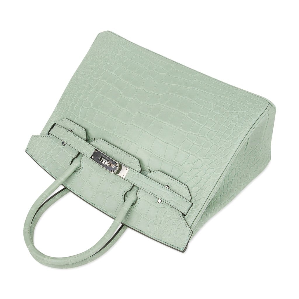 Birkin 30 Bag Vert D’eau Matte Alligator Palladium Hardware