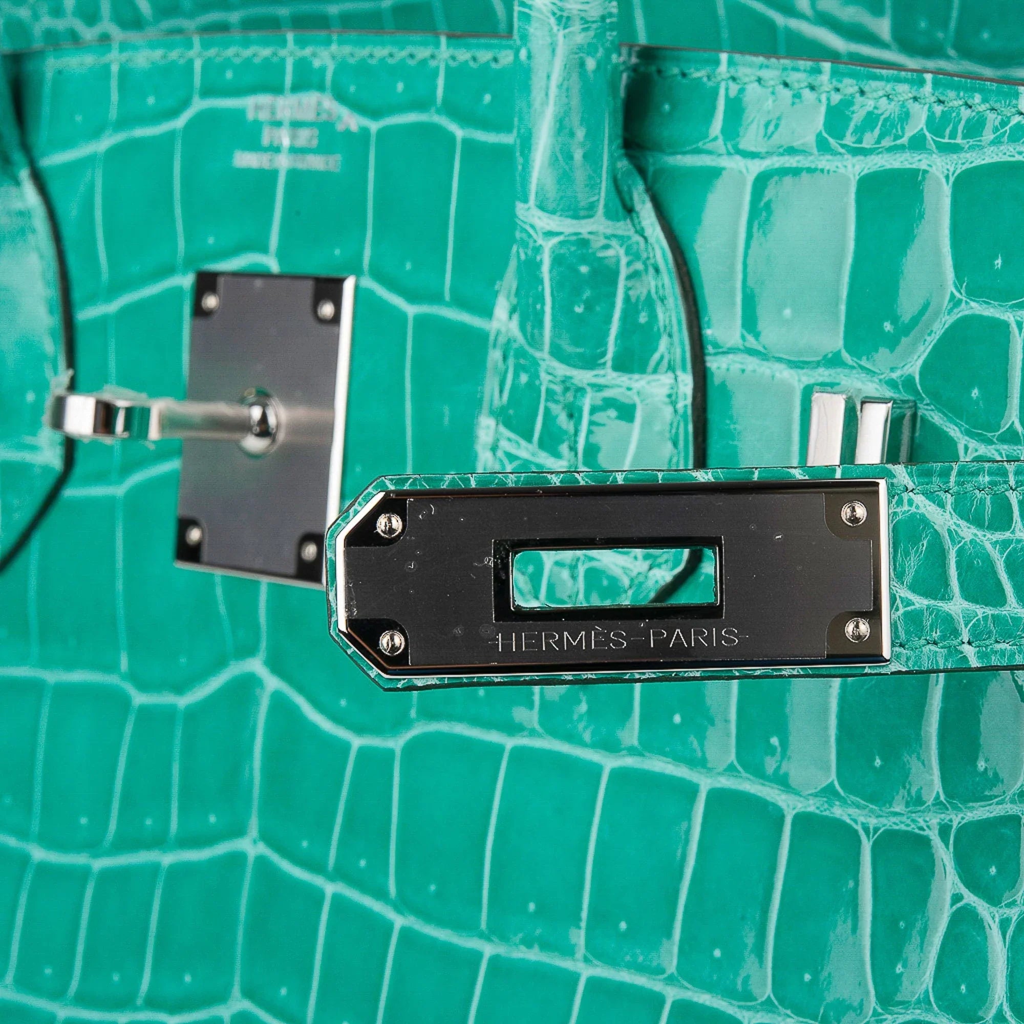 Limited Edition Birkin 30 Bag Vert Jade Porosus Crocodile with Palladium Hardware