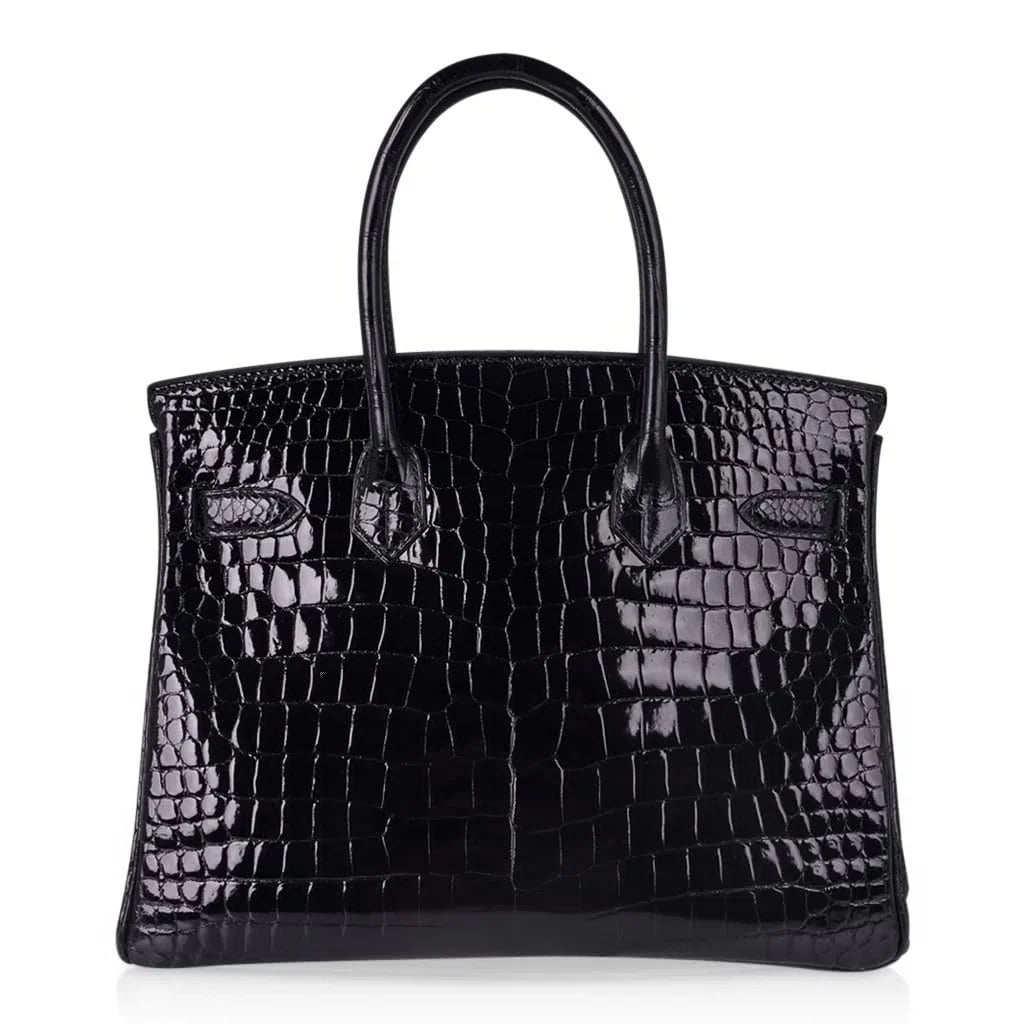 Birkin 30 Bag Black Porosus Crocodile with Gold Hardware