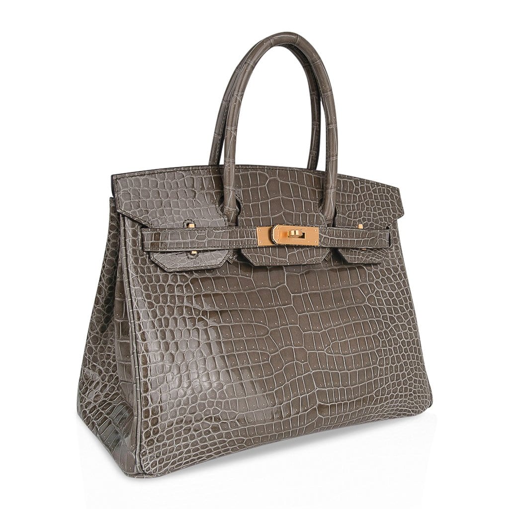Birkin HSS 30 Bag Gris Tourterelle / Blue Sapphire Porosus Crocodile Limited Edition