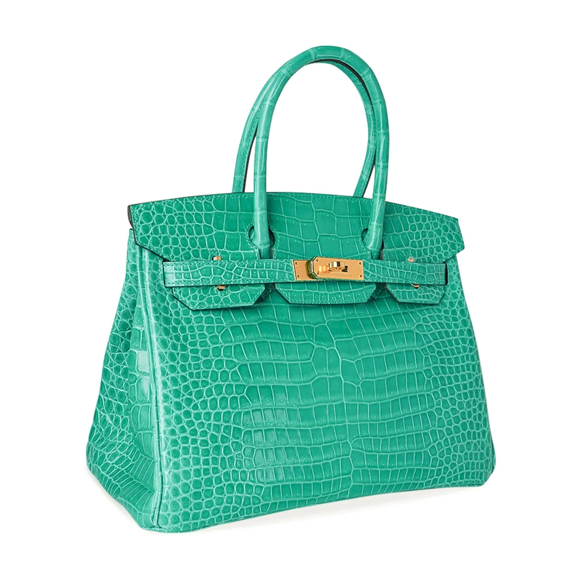 Birkin 30 Bag Jade Porosus Crocodile Gold Hardware