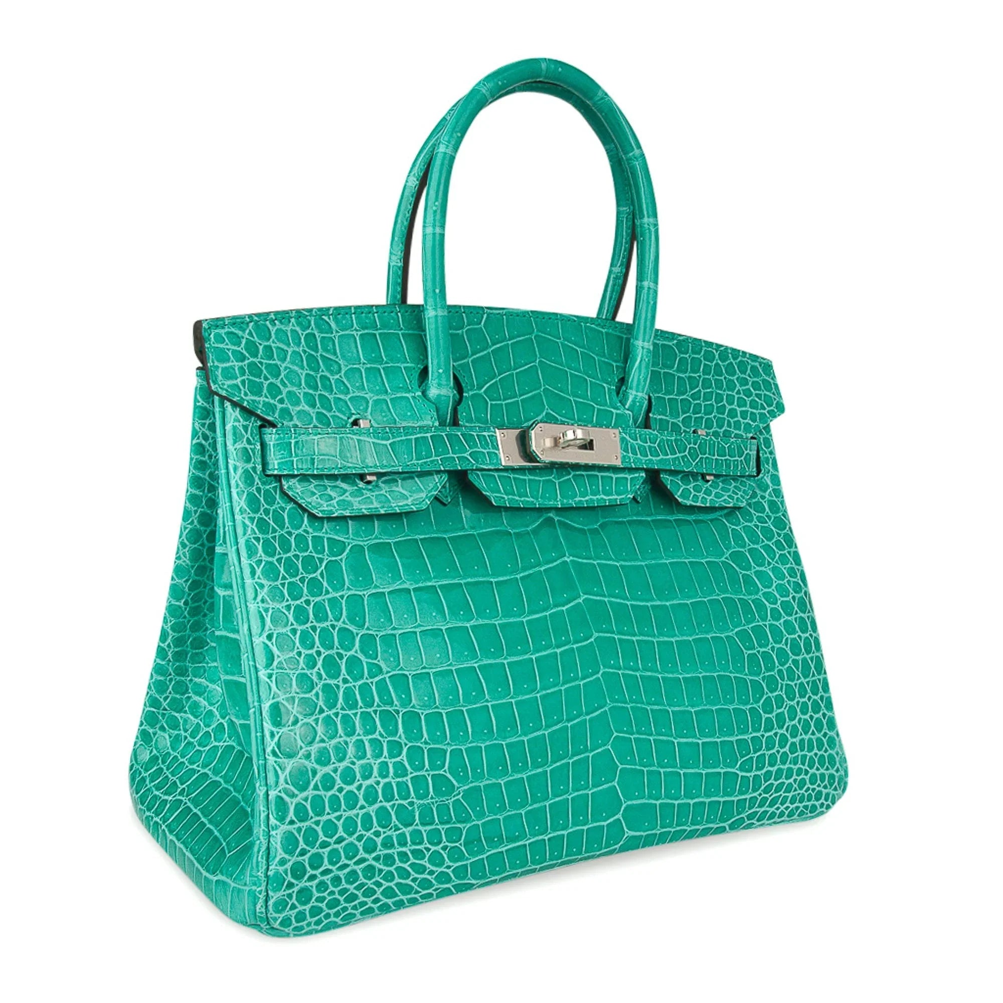 Limited Edition Birkin 30 Bag Vert Jade Porosus Crocodile with Palladium Hardware