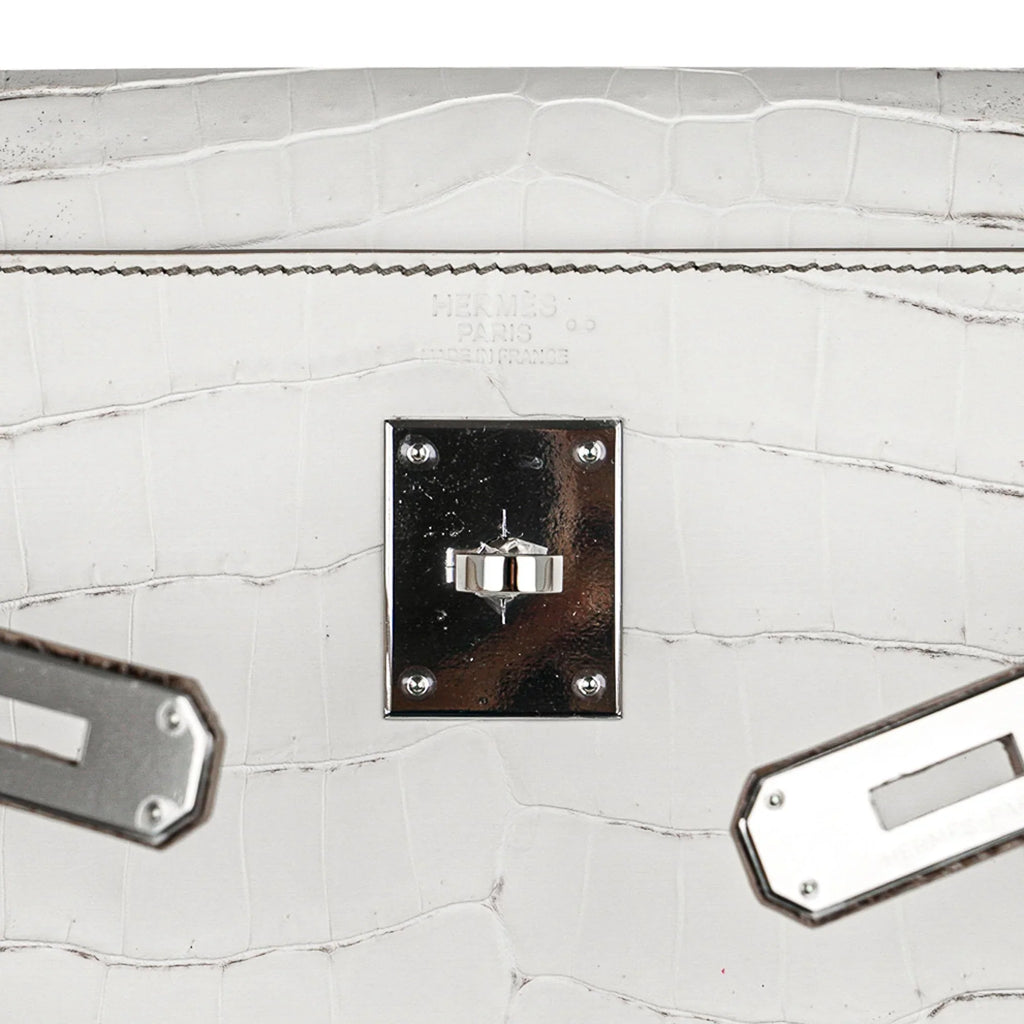 Limited Edition Kelly 32 Bag Himalaya Crocodile with Palladium Hardware