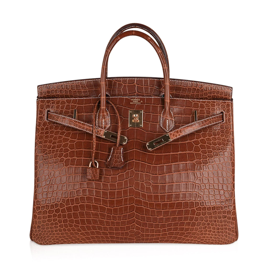 Birkin 40 Bag Rare Fauve Matte Porosus Crocodile Gold Hardware