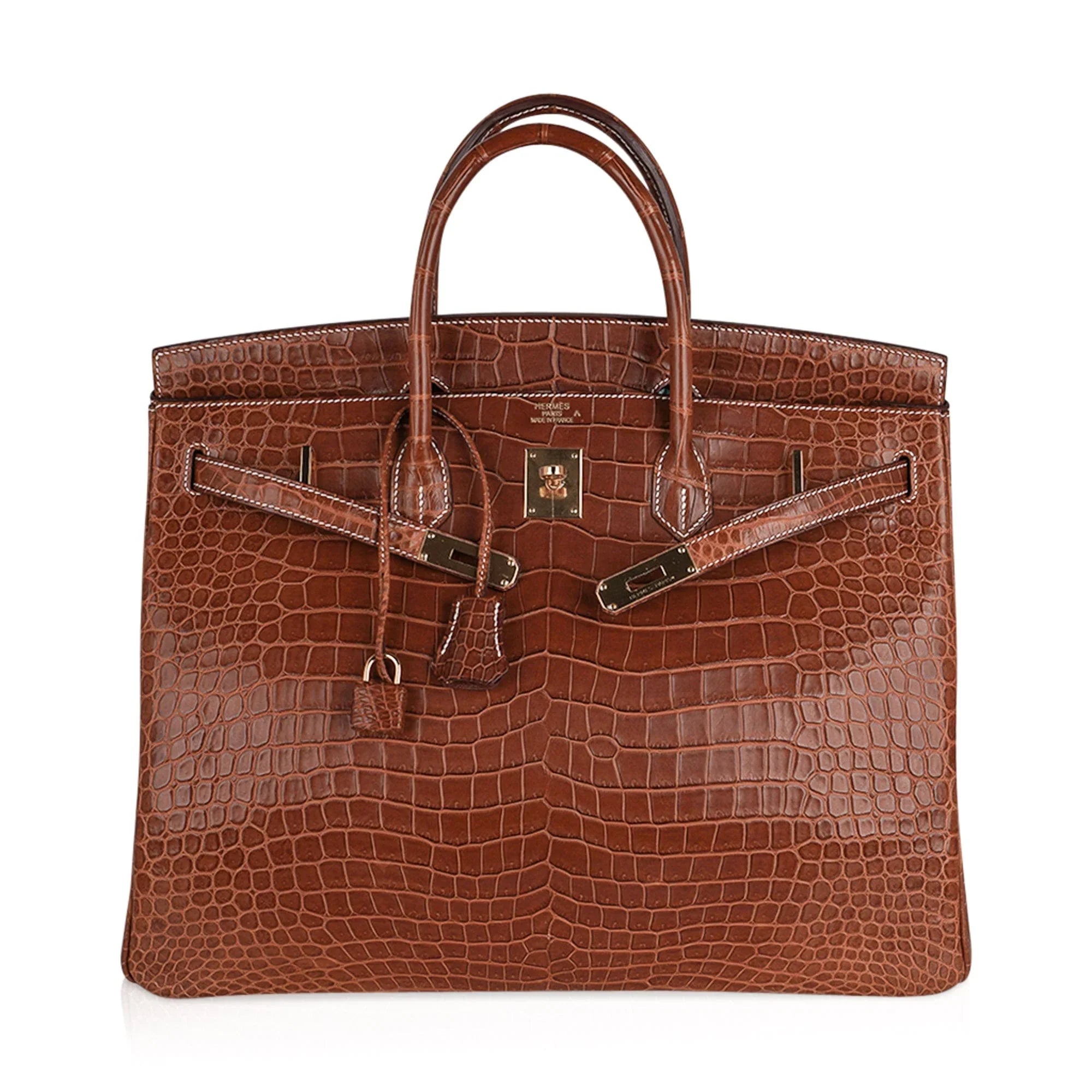 Birkin 40 Bag Rare Fauve Matte Porosus Crocodile Gold Hardware