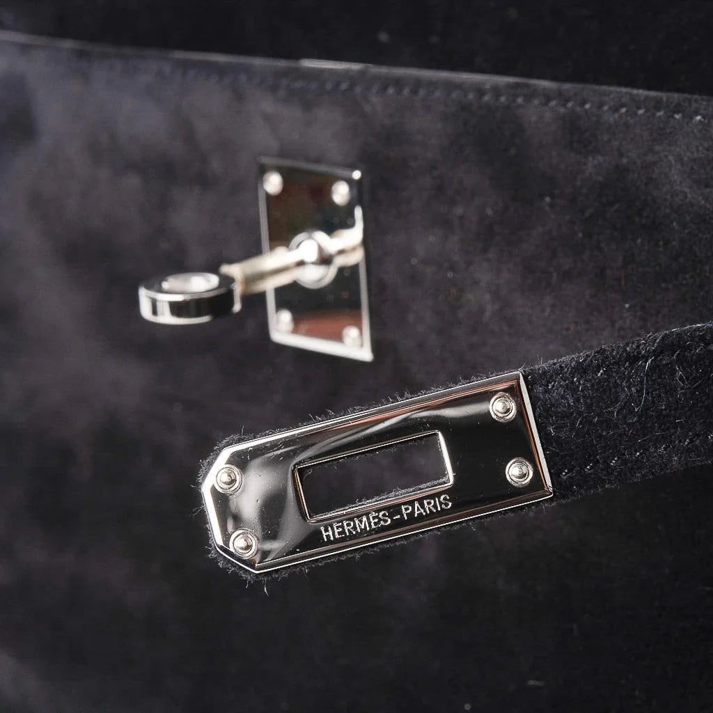 Kelly Pochette Black Doblis Suede Palladium