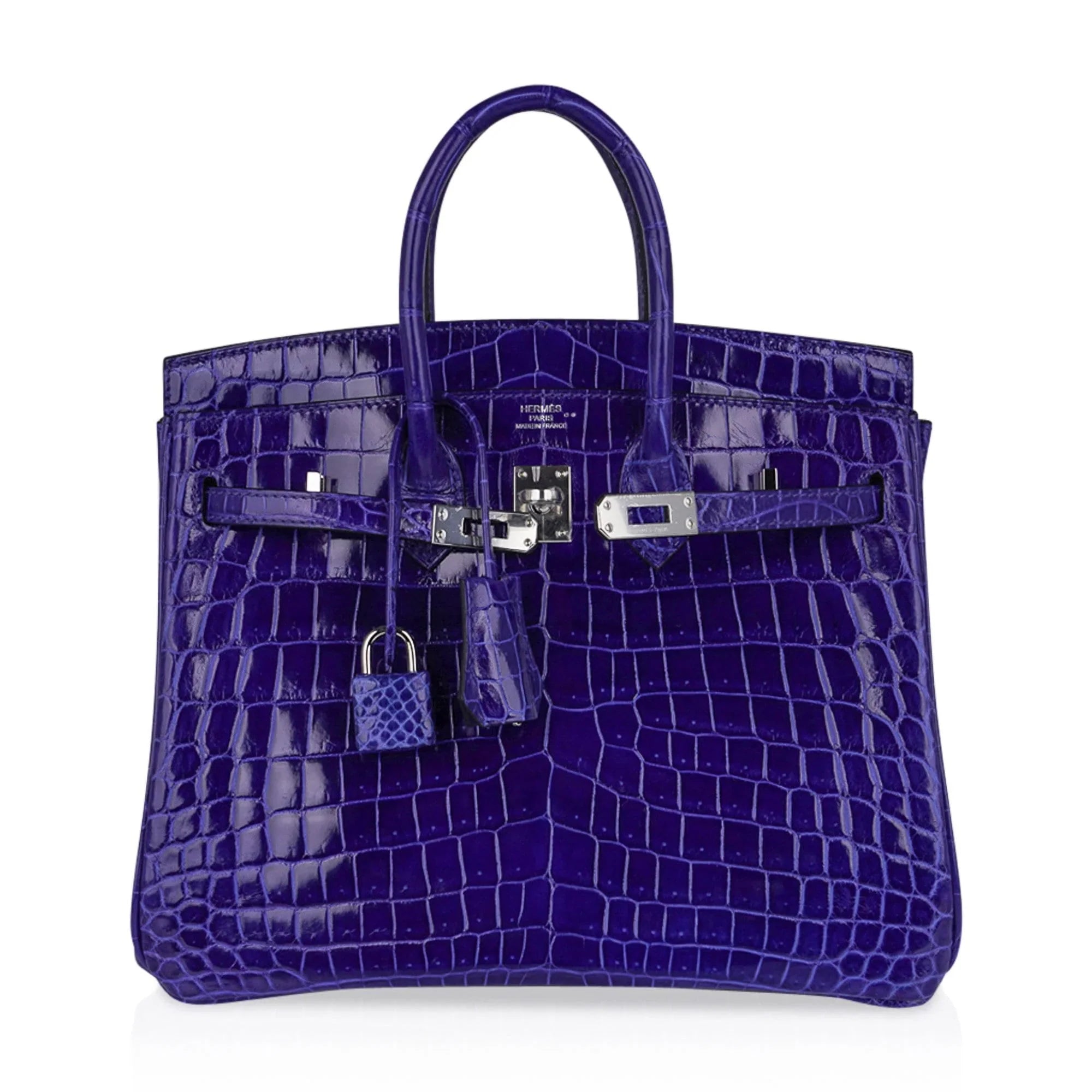 Birkin 25 Bag Blue Electric Crocodile Vivid Jewel Palladium Hardware