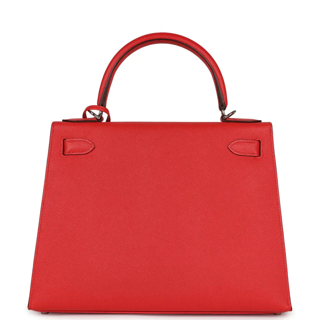 Kelly Sellier Rouge Tomate Epsom Palladium Hardware