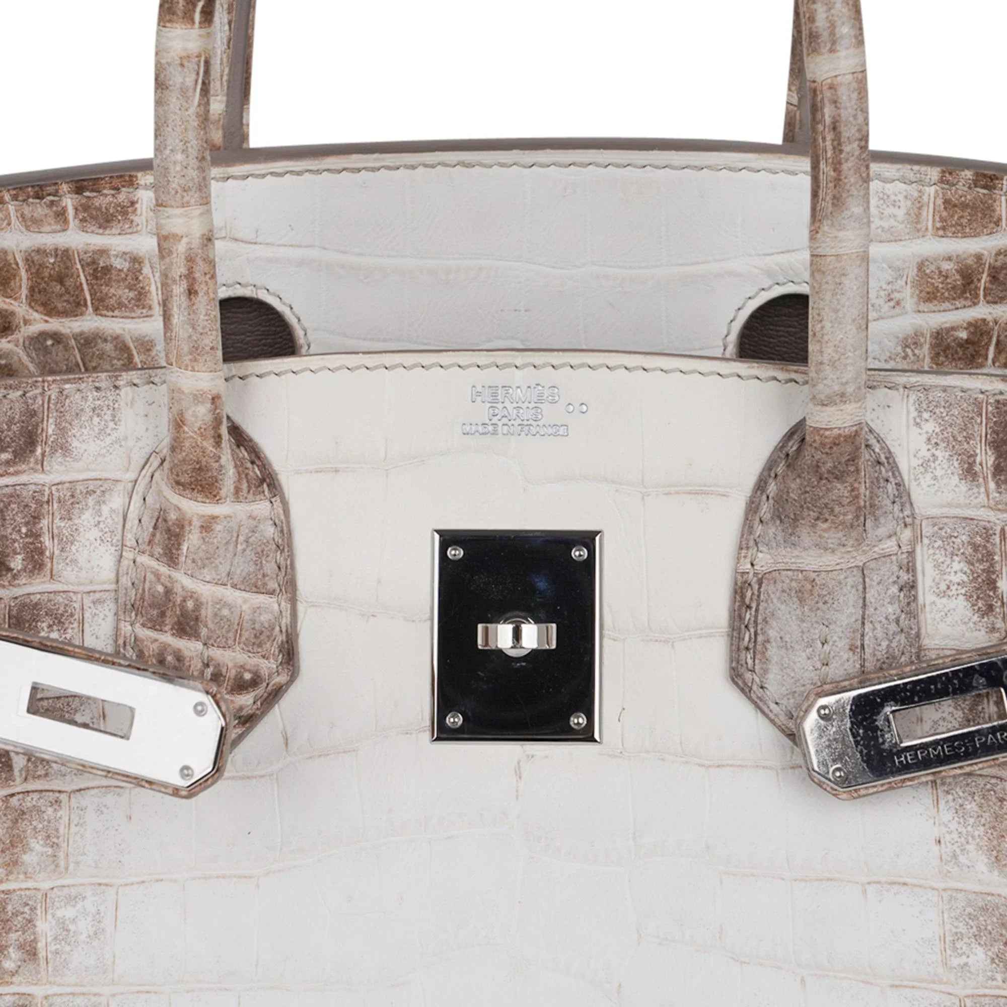 Birkin 30 Bag Himalaya Blanc Crocodile Palladium Hardware