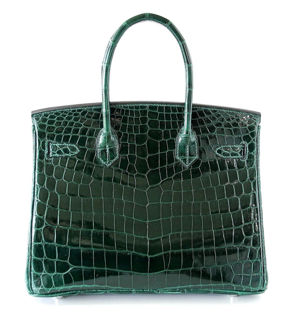 Birkin 30 Bag Emeraude Emerald Porosus Crocodile Palladium
