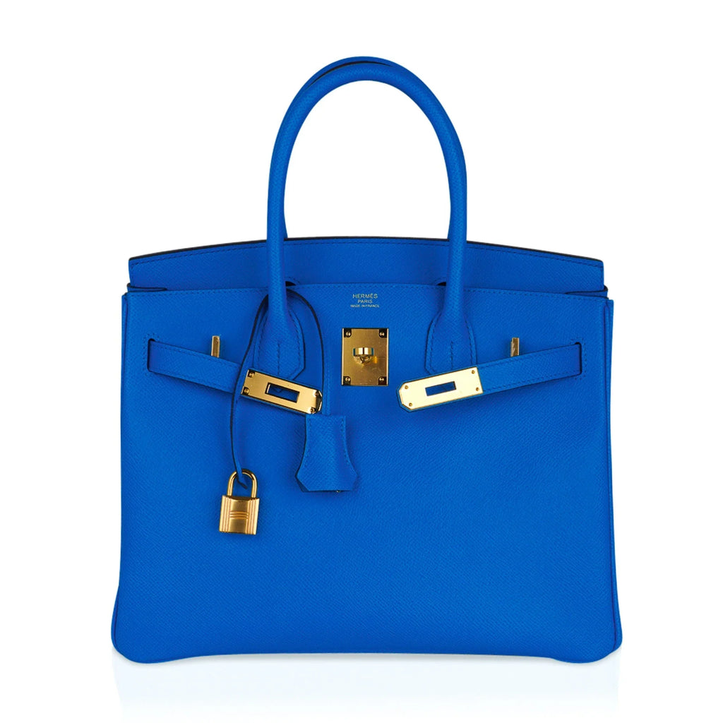 Birkin 30 Bag Bleu Frida Epsom Gold Hardware New w/ Box