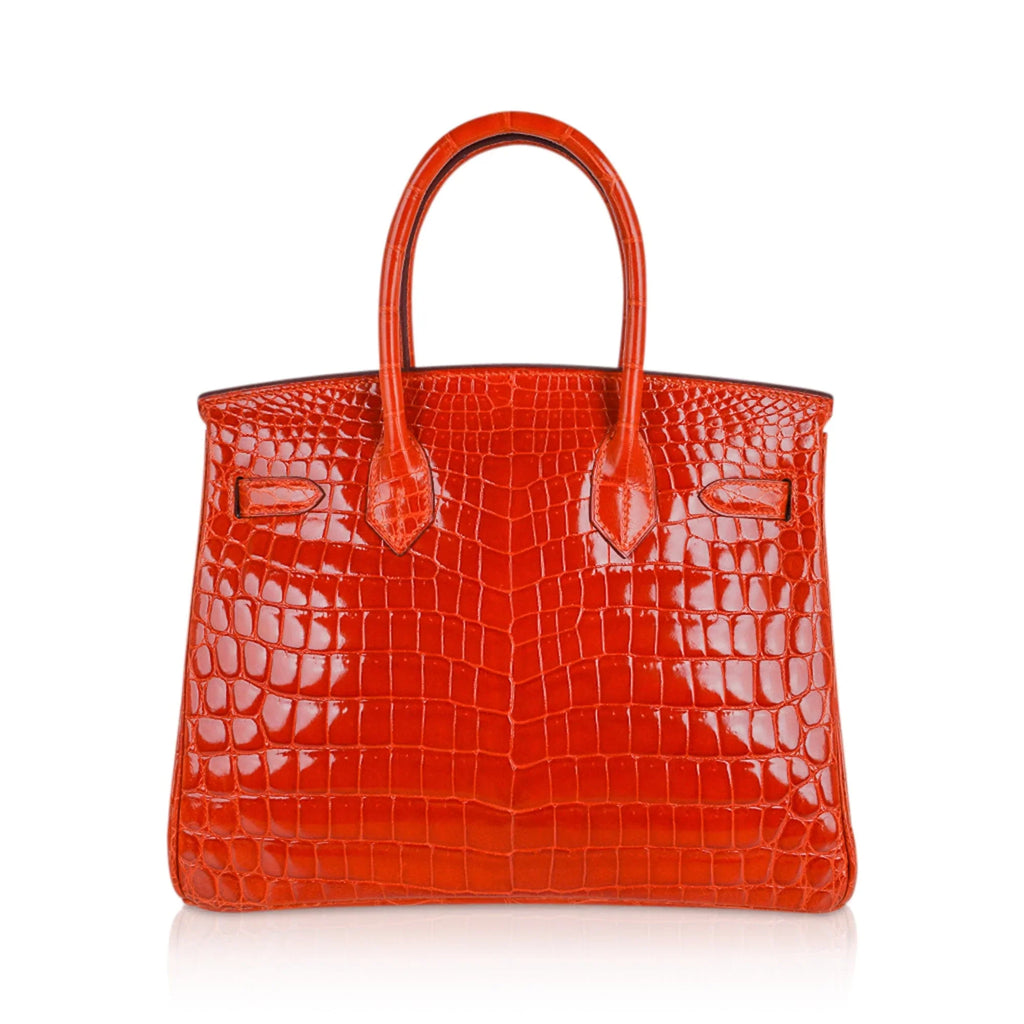 Birkin 30 Bag Orange Crocodile with Palladium Hardware