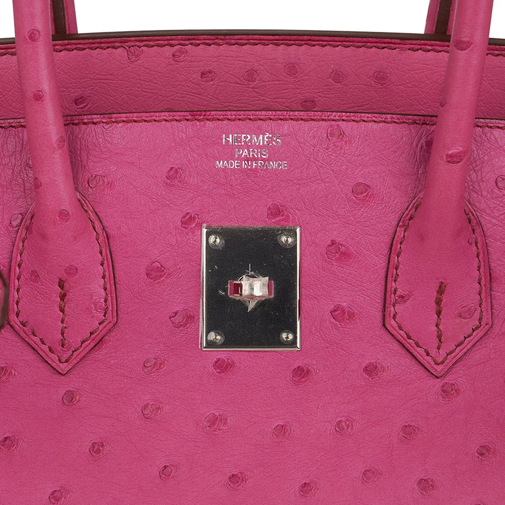 Birkin 35 Bag Fuchsia Ostrich Palladium Hardware