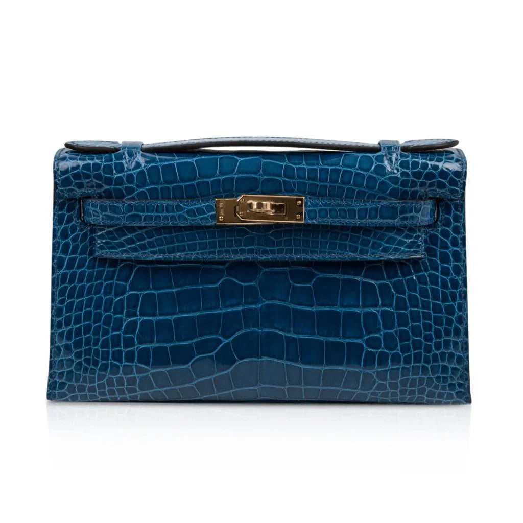 Kelly Pochette Mykonos Alligator Gold Hardware