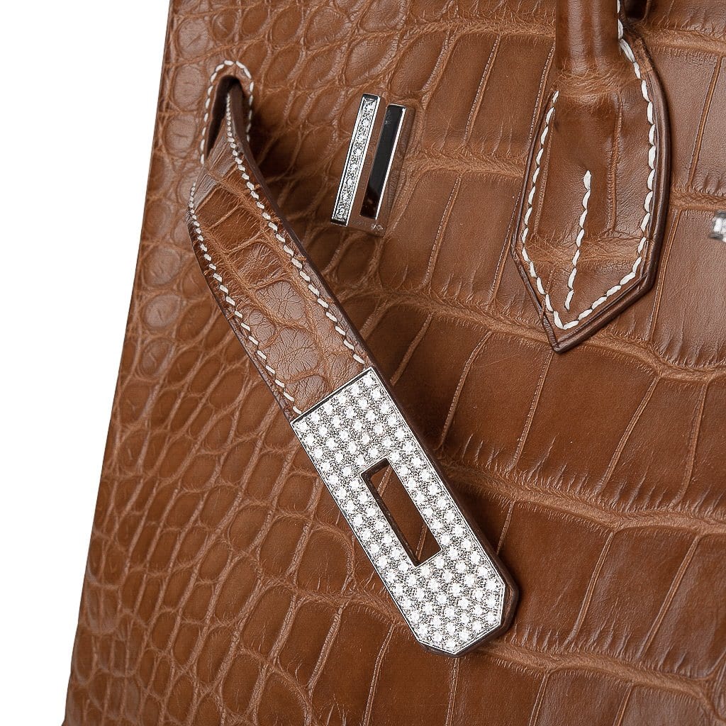 Diamond Birkin 35 Bag Fauve Barenia Matte Alligator Rare