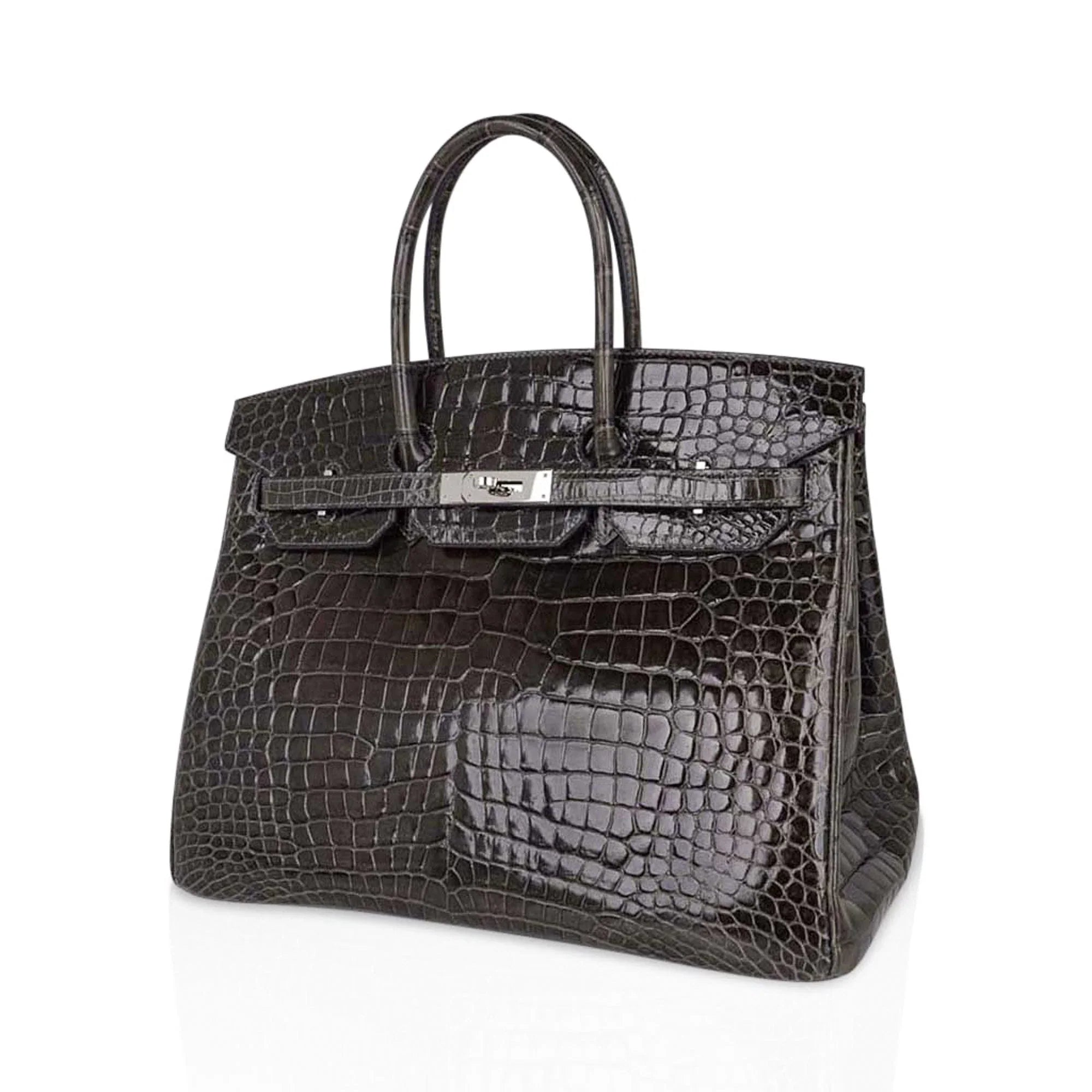 Special Order HSS Birkin 35 Bag Gris Fonce Porosus Crocodile with Palladium Hardware