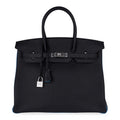 Special Order HSS Birkin 35 Bag Black Turquoise Togo Leather with Brushed Palladium Hardware