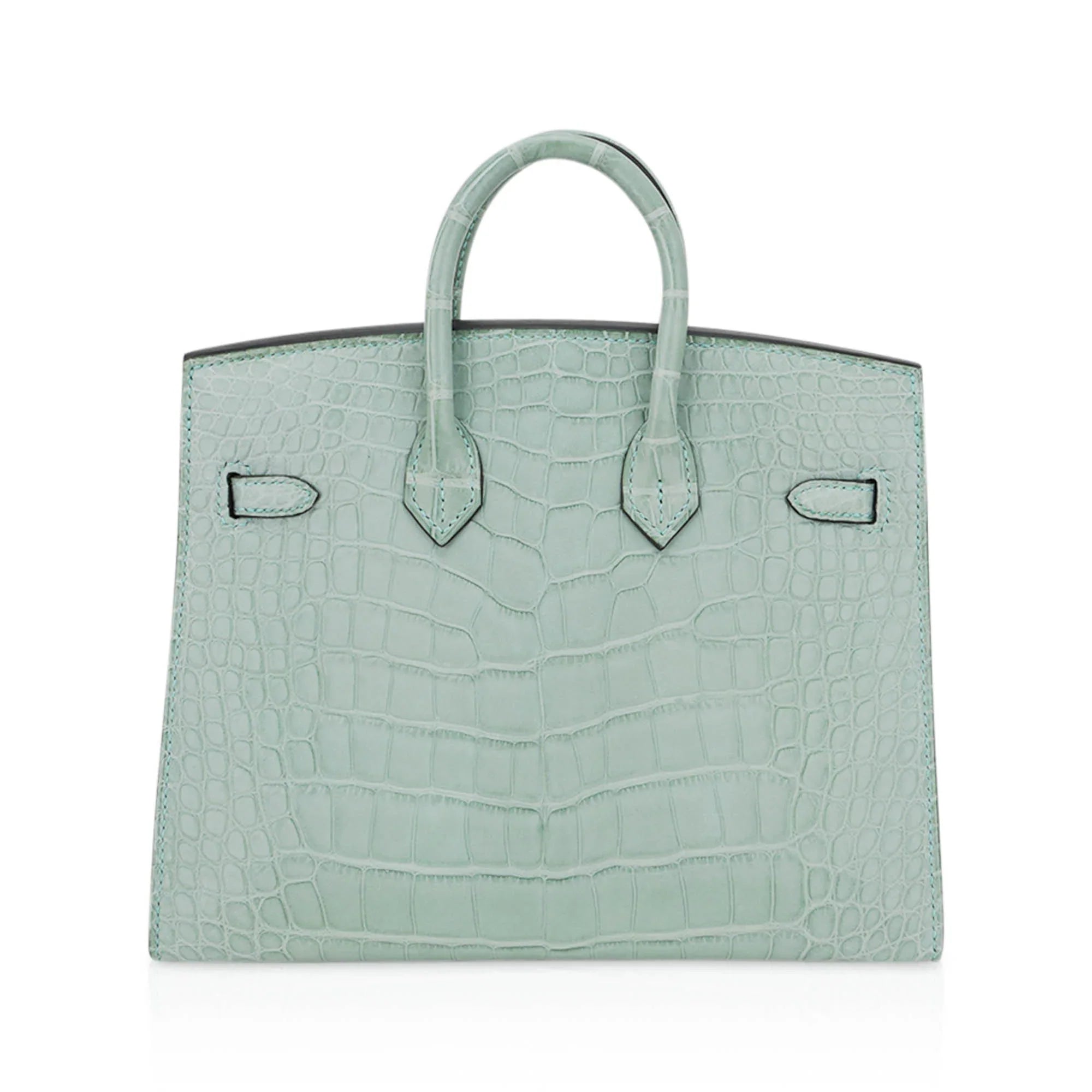 Limited Edition Birkin 20 Sellier Bag Vert D’Eau Matte Alligator with Gold Hardware
