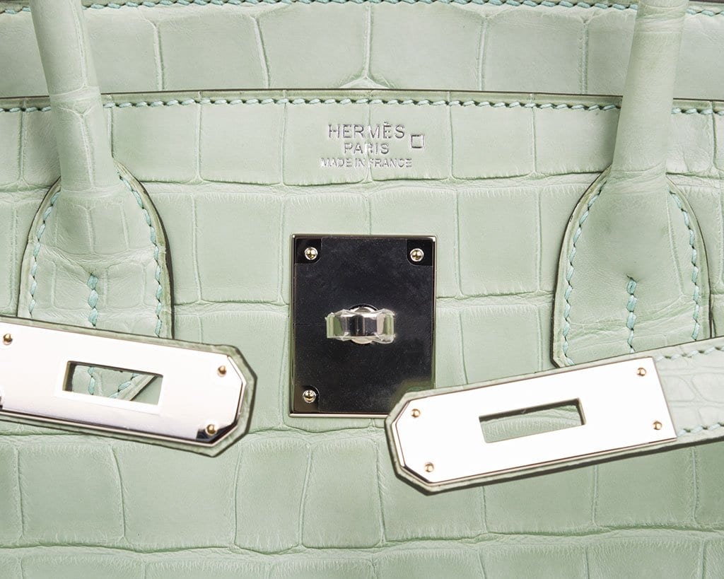 Birkin 30 Bag Vert D’eau Matte Alligator Palladium Hardware