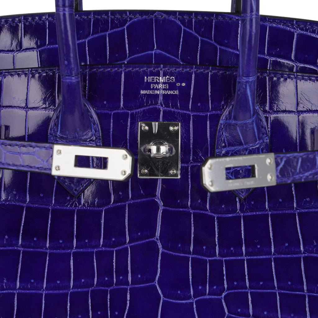 Birkin 25 Bag Blue Electric Crocodile Vivid Jewel Palladium Hardware