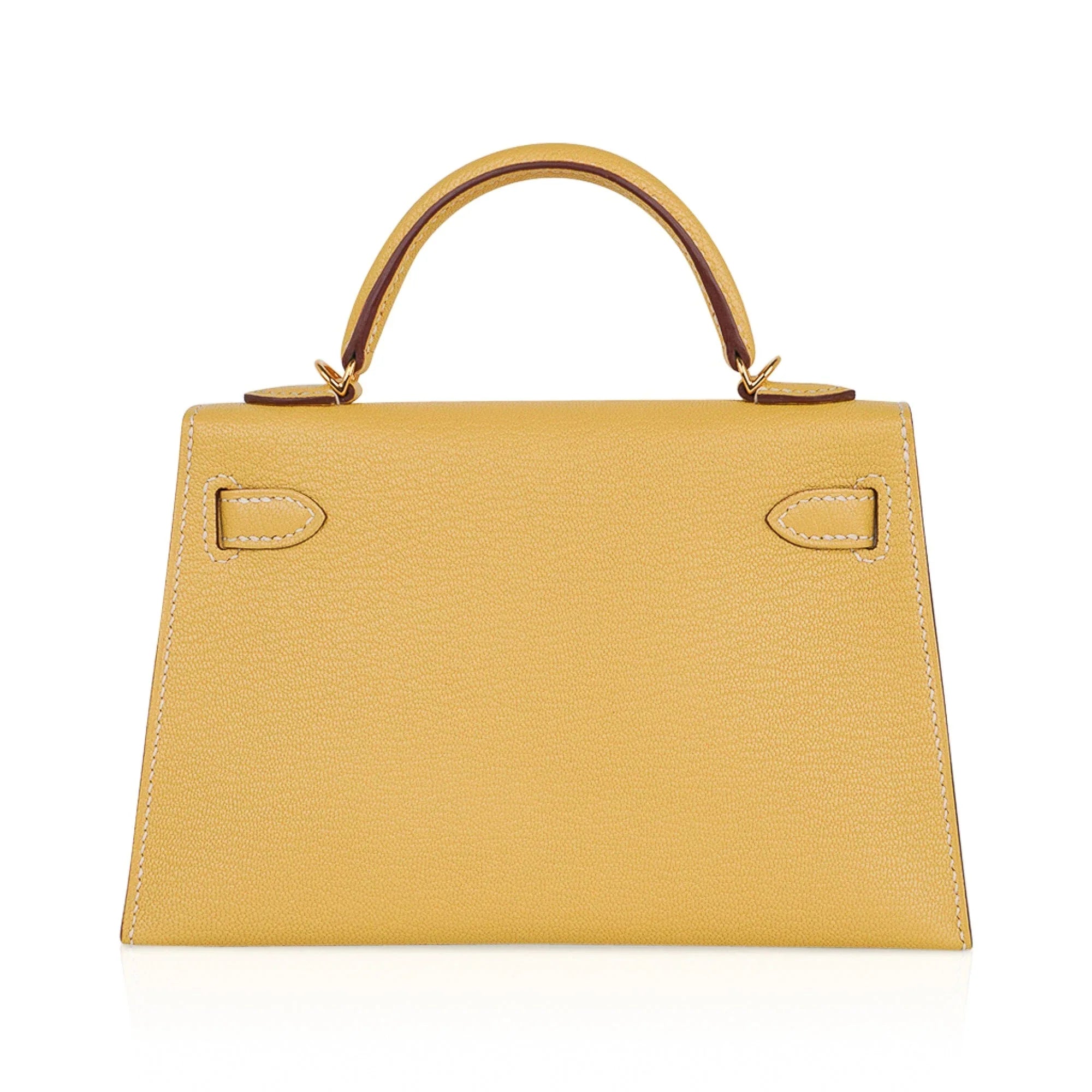 Mini Kelly 20 Sellier Jaune Foin Bag Chevre Gold