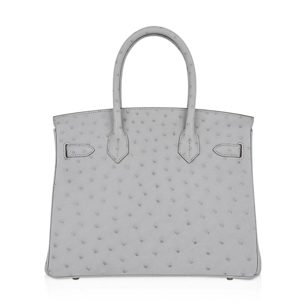 Birkin 30 Bag Gris Perle Ostrich with Gold Hardware