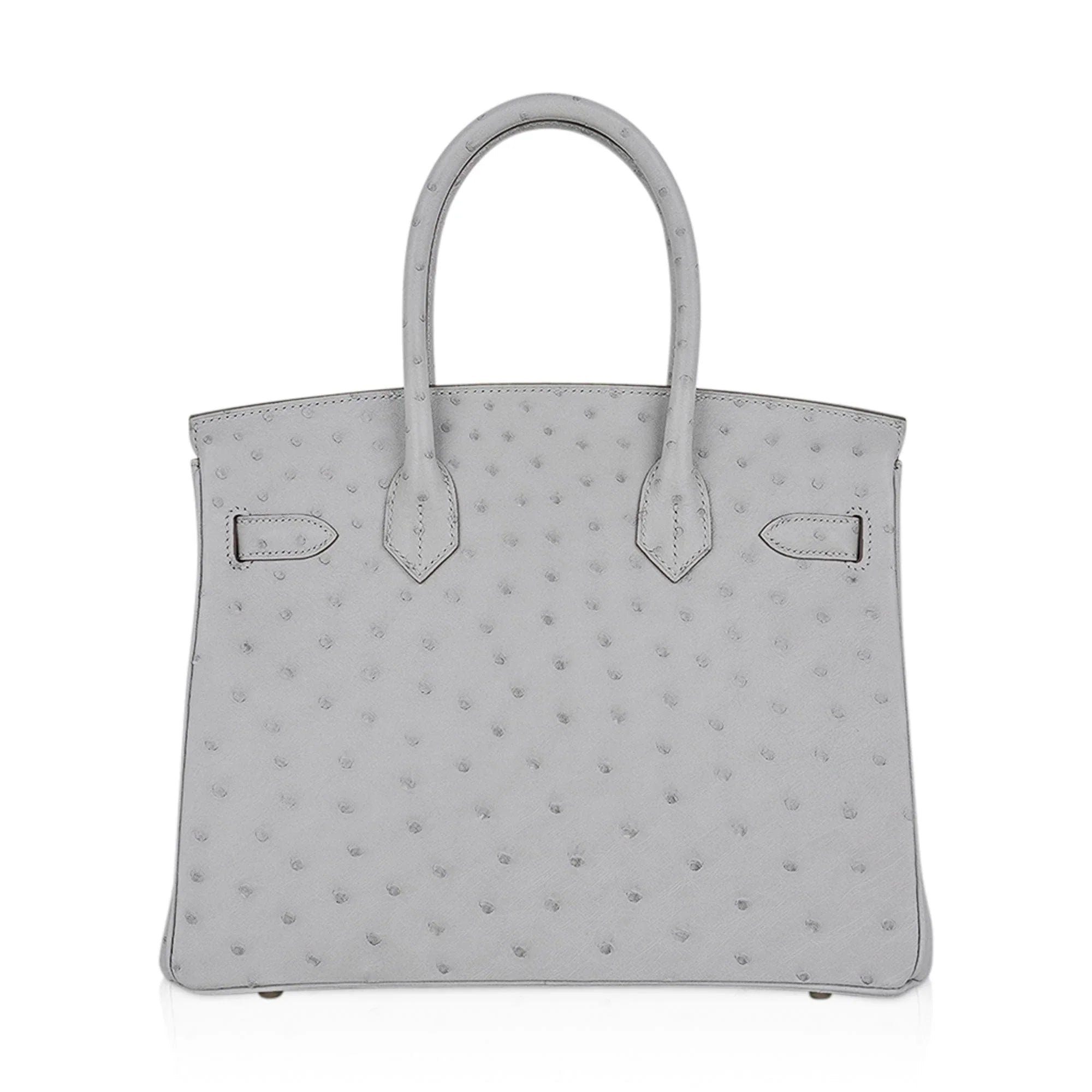 Birkin 30 Bag Gris Perle Ostrich with Gold Hardware
